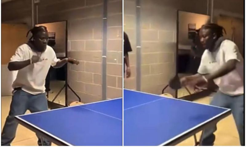 Watch: Stonebwoy shows off table tennis skills with smashing shot