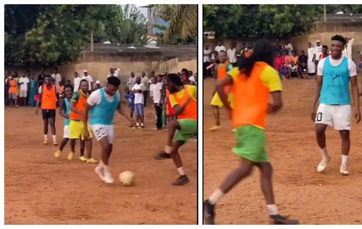 Mohammed Kudus returns to Nima to play football with childhood friends (Video)