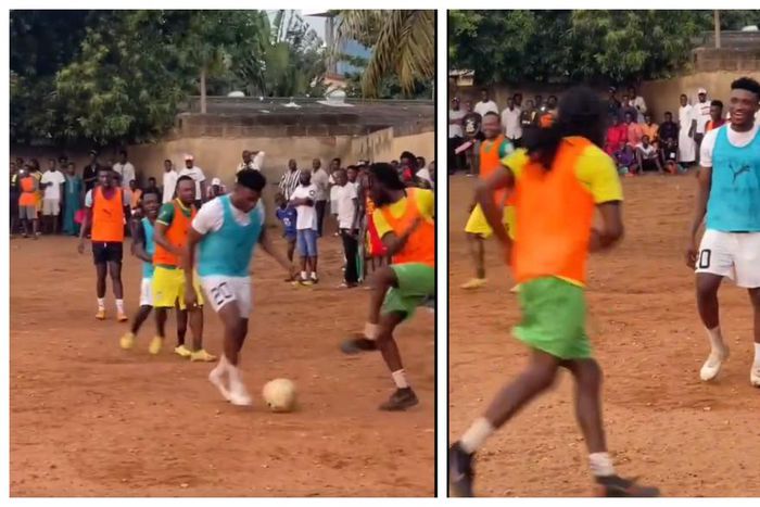 Mohammed Kudus returns to Nima to play football with childhood friends (Video)