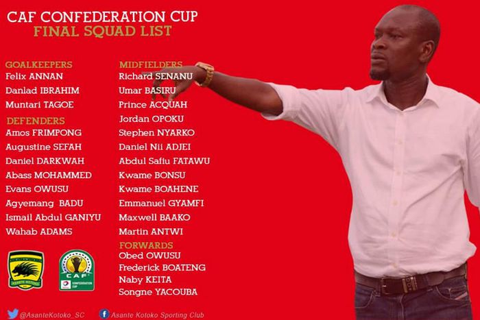 Kotoko submit final squad for CAF confederation Cup