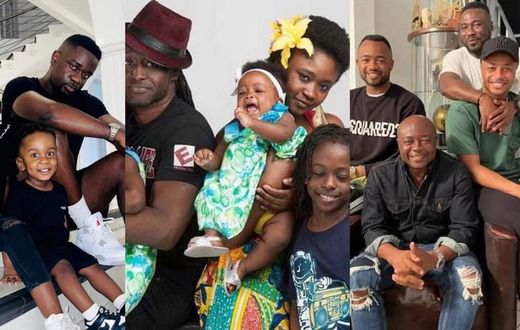 Sarkodie, Reggie Rockstone and Abedi Pele with their children