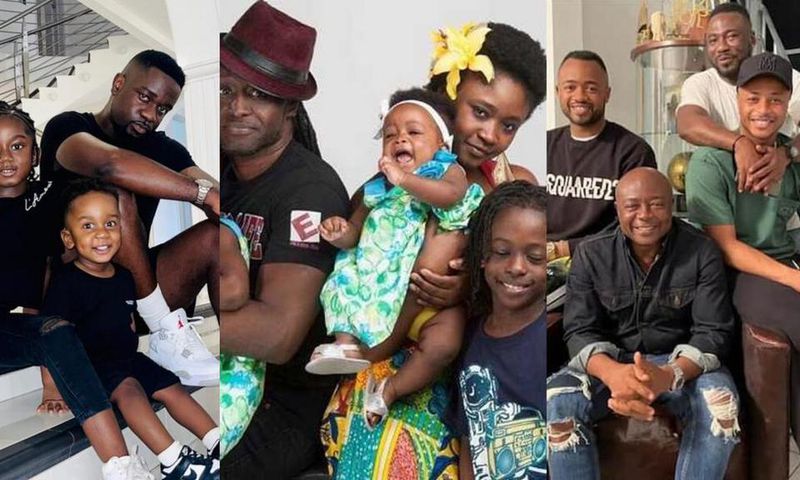 Sarkodie, Reggie Rockstone and Abedi Pele with their children