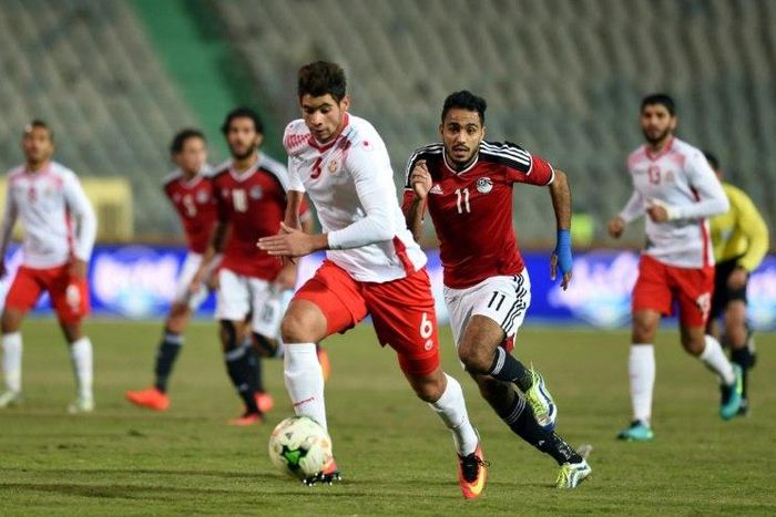 Chamseddine Dhaouadi (C), pictured January 2017, put Esperance ahead after only 2 minutes