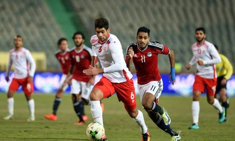 Chamseddine Dhaouadi (C), pictured January 2017, put Esperance ahead after only 2 minutes
