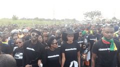Yvonne Nelson and supporters at 2016 Dumsor Must Stop vigil