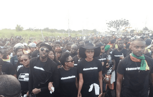 Yvonne Nelson and supporters at 2016 Dumsor Must Stop vigil