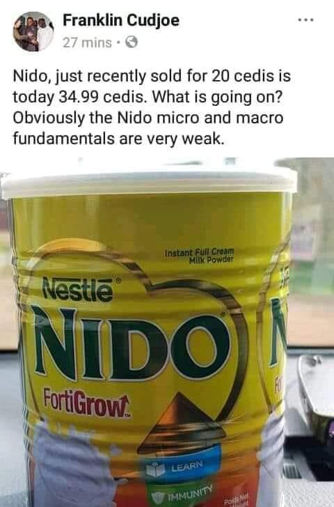 Franklin Cudjoe sparks social media buzz over price of Nido
