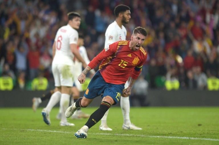 Spain's Sergio Ramos scored in the 98th minute but too late to change the final result, 3-2 to England