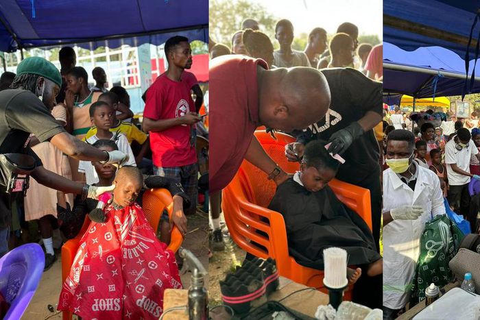 Ghana Association of Barbers visits Volta to give flood victims free haircut