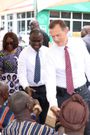 Elder Jörg Klebingat, right, and Flint Ekyem Mensah, middle, of The Church of Jesus Christ of Latter-Day Saints - Africa West Area interacting with some of the traditional leaders at the