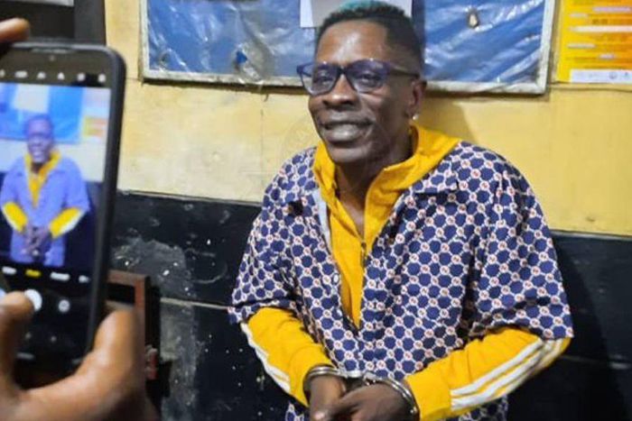 Shatta Wale in handcuff