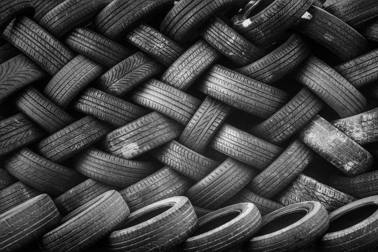 Pile of car tyres