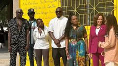 Kamala Harris meets Idris Elba, Black Sherif as if she tours Accra's creative studios
