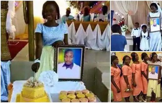 Lady marries photo of groom who couldn’t attend wedding, says he's busy abroad
