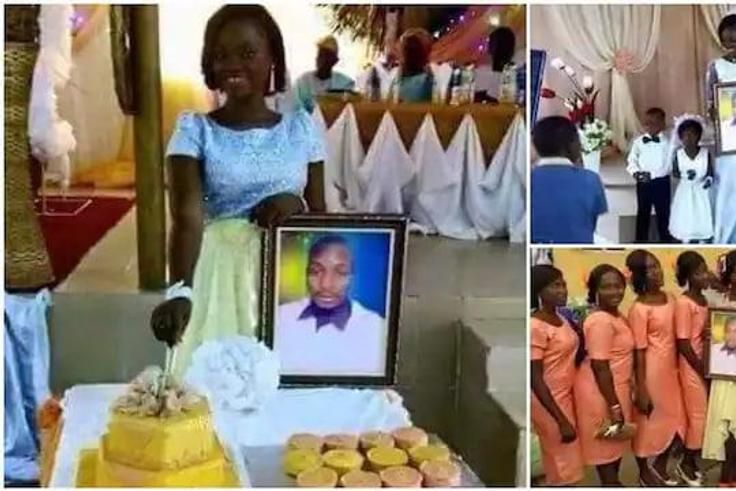 Lady marries photo of groom who couldn’t attend wedding, says he's busy abroad