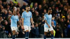 Manchester City's Raheem Sterling (right) was the victim of alleged racist abuse by a Chelsea fan on Saturday