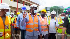 Energy Minister, Dr. Matthew Opoku Prempeh and officials from GRIDCO, ECG and MiDA inspect the ongoing project for the construction of a Bulk Supply Point (BSP) at Kasoa.