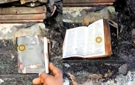 Bible miraculously survives as fuel tanker goes up in flames