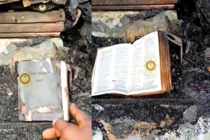 Bible miraculously survives as fuel tanker goes up in flames