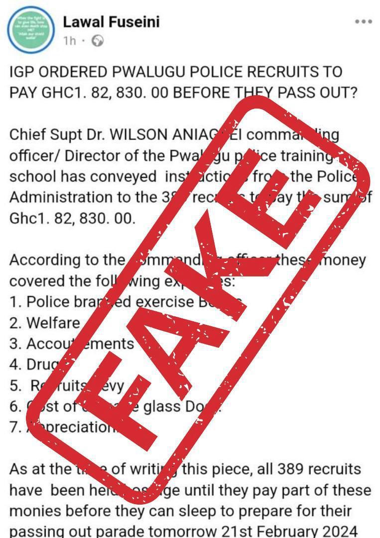 Ghana Police Service denies  bribery claims surrounding police recruits' passing out
