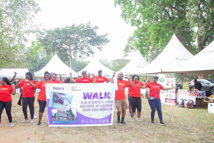 Some Rotarians warming up for the walk