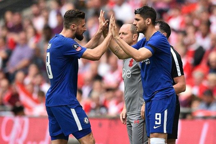 Strikers Olivier Giroud (left) and Alvaro Morata are battling for a place in the Chelsea starting team