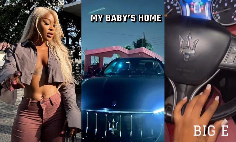 Efia Odo shows off new Maserati car