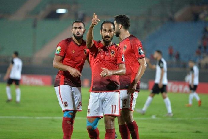 Al-Ahly forward Walid Soliman celebrates after scoring