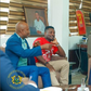 Asamoah Gyan comforts manager Anim Addo after losing GFA Executive Council elections