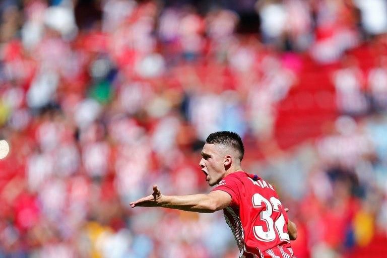 Borja Garces celebrated after scoring in the last seconds for Atletico Madrid but it was only enough to secure a home draw with Eibar