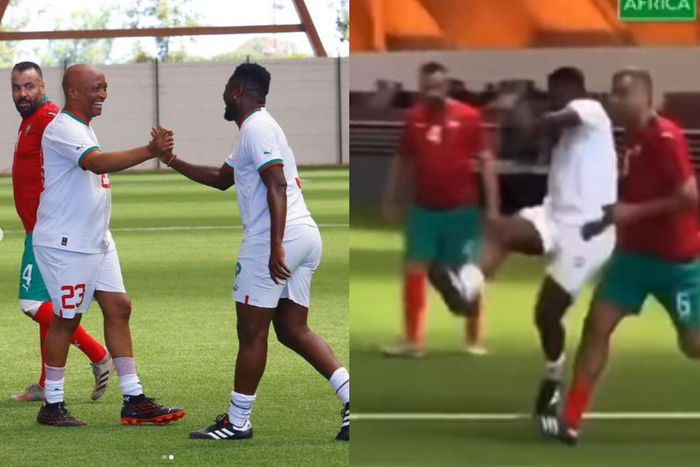 Watch: Asamoah Gyan scores beautiful curling goal in Africa legends match