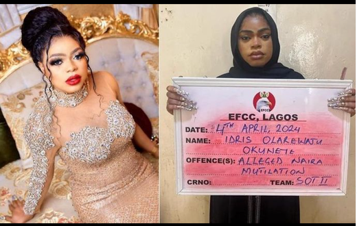 Bobrisky jailed for six months with no option of fine over Abuse of Naira.