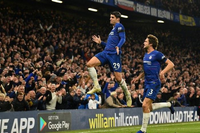 At the double: Alvaro Morata (left) scored twice in Chelsea's 3-1 win over Crystal Palace