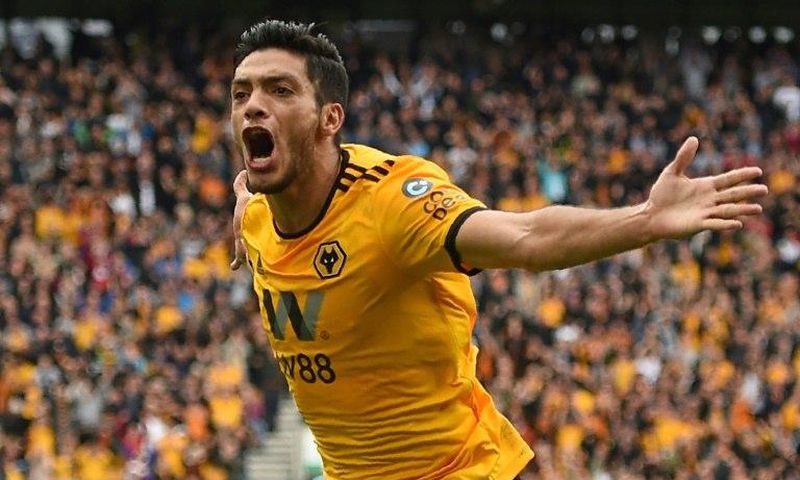 Raul Jimenez celebrated after scoring the only goal of the game in Wolves' 1-0 win at home to Burnley on Sunday