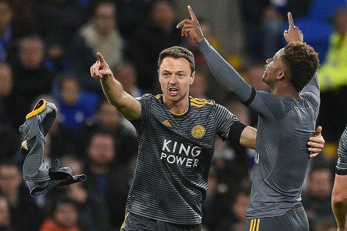 Leicester Demarai Gray revealed a message which read "For Vichai" when he celebrated his goal at Cardiff