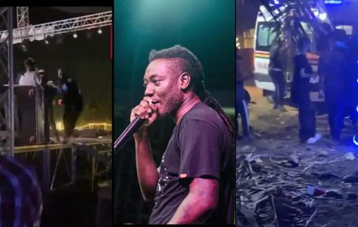 Pappy Kojo thrown off stage by bouncers after causing commotion at Uniland Festival
