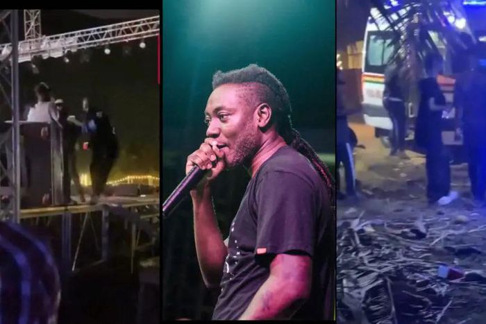 Pappy Kojo thrown off stage by bouncers after causing commotion at Uniland Festival
