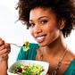 Woman eating vegetables(ebony)