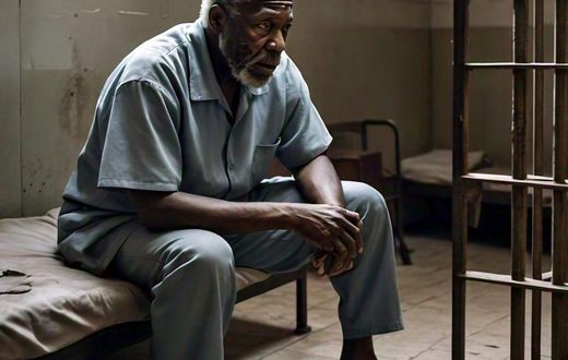 An old man in jail [Meta AI]