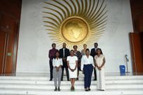 L-R Back: Lorretta Binu Kade, deployed to the African Union’s Youth for Peace Program, Tebalo Thatho, deployed to the Department of Information and Communications (DIC), Hana Erkou, deployed to the Office of the Director General, Batshidi Selebogo, deployed to the Office of the Deputy Chairperson, Obaloluwa Ajiboye, deployed to the Women, Gender, Youth Directorate.  L-R Front: Jelagat Mercy Kimosop, deployed to the Office of the Director General, Sabina Nforba, deployed to the Office of the Youth Envoy (OYE), Passy Miano, deployed to the Afri can Union Development Agency - NEPAD, and Esther Ndagire, deployed to the AUDA -NEPAD Coordination Unit)