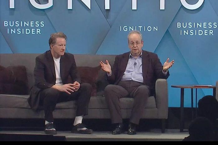 Microsoft's Darren Laybourn and NewsGuard's Gordon Crovitz talk with Henry Blodget