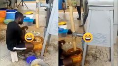 Ghanaians react as newly invented fufu pounding machine may soon make people jobless