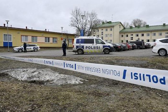 Finnish police at the school where the shooting took place [AFP]