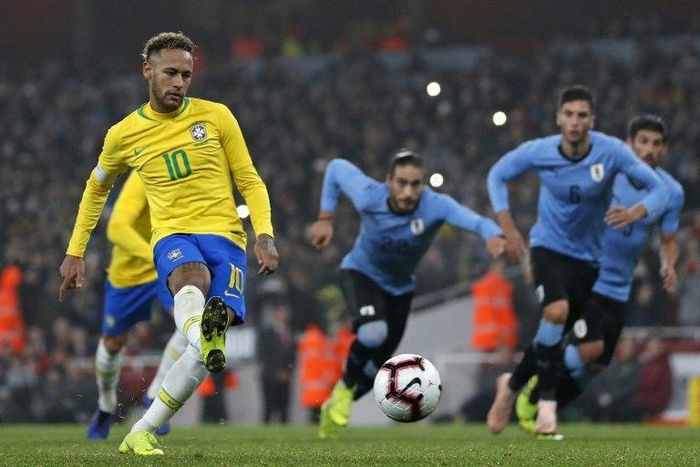 Brazil's Neymar scores the winner against Uruguay