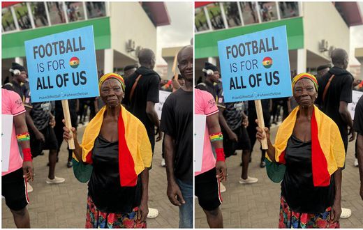 #SaveGhanaFootball: 75-year-old woman joins protest over Black Stars heartbreaks