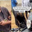 Kasoa: Woman posing as deaf and dumb caught collecting used pads and diapers