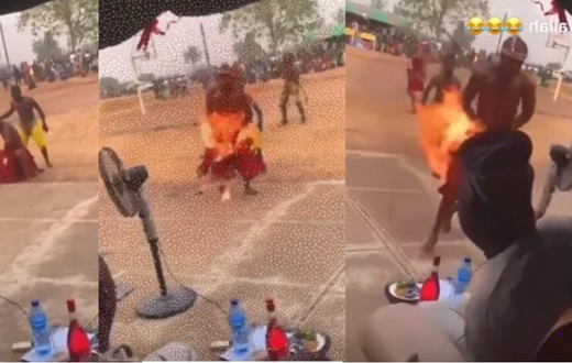 Chief and elders flee, festival ends as fetish priest mistakenly sets himself ablaze