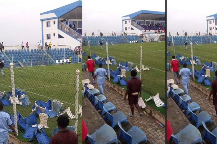 Video: Irate Kotoko fans vandalise stadium seats in 2-2 draw with Nations FC