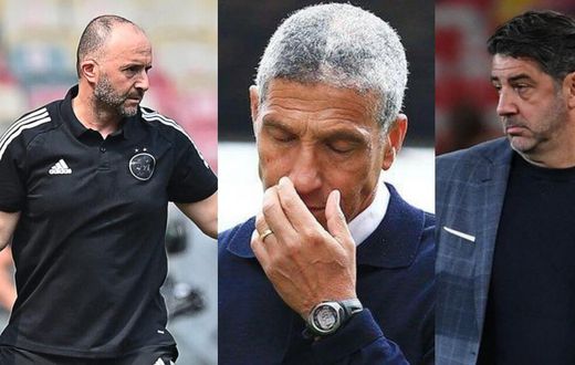 Djamel Belmadi of Algeria, Chris Hughton of Ghana and Rui Carlos Pinho da Vitória of Egypt