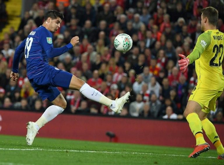 Chelsea's Spanish striker Alvaro Morata endured another frustrating night in front of goal against Liverpool